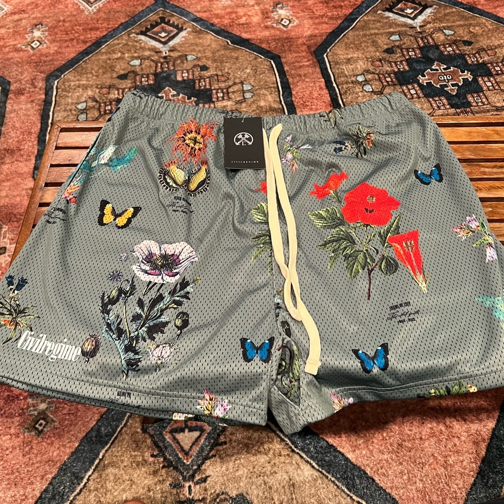 Civil Regime Botanics Print Mesh Shorts Men’s 2XL XXL